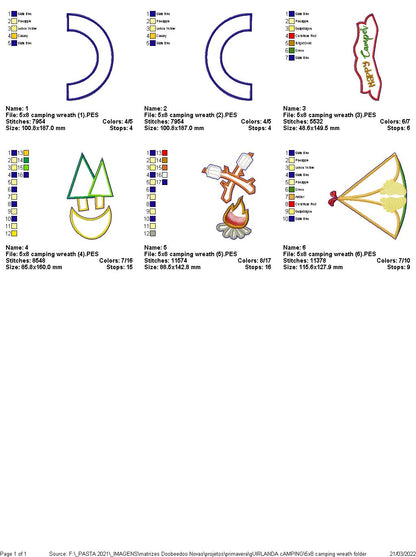 Camping Wreath Door Ornament - ITH Project - Machine Embroidery Design