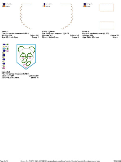 Baby Panda Nursery Flag Decor - ITH Project - Machine Embroidery Design