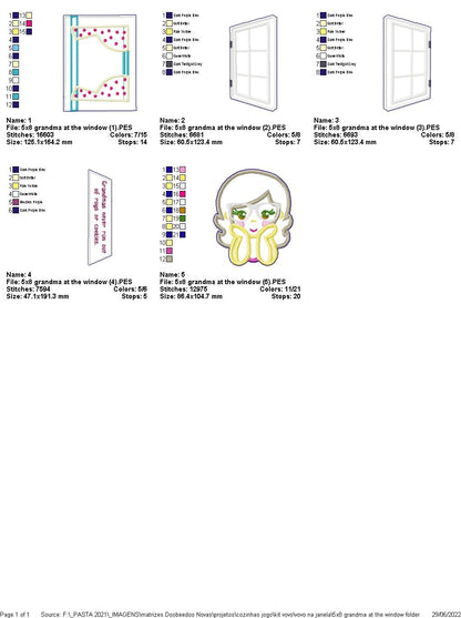 Grandma at the Window for Vase - ITH Project - Machine Embroidery Design
