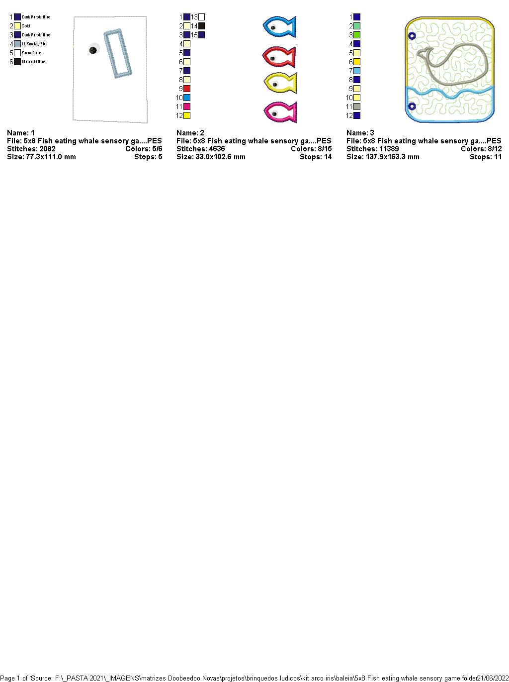 Whale Eating Fish Sensory Game - ITH Project - Machine Embroidery Design