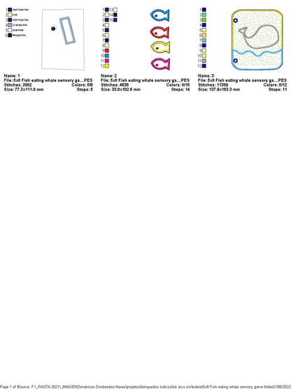 Whale Eating Fish Sensory Game - ITH Project - Machine Embroidery Design