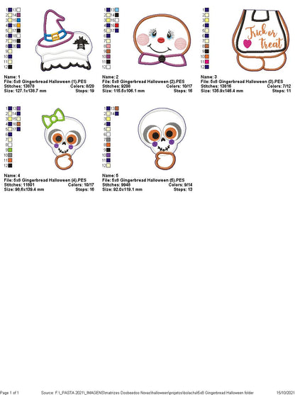 Halloween Gingerbread Ornament - ITH Project - Machine Embroidery Design