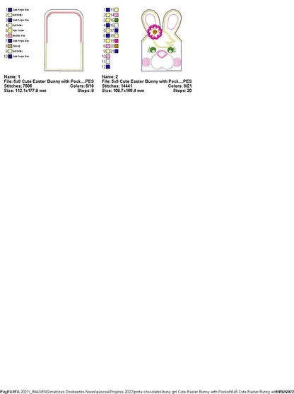 Bunny Girl Cute with Pocket - ITH Project - Machine Embroidery Design