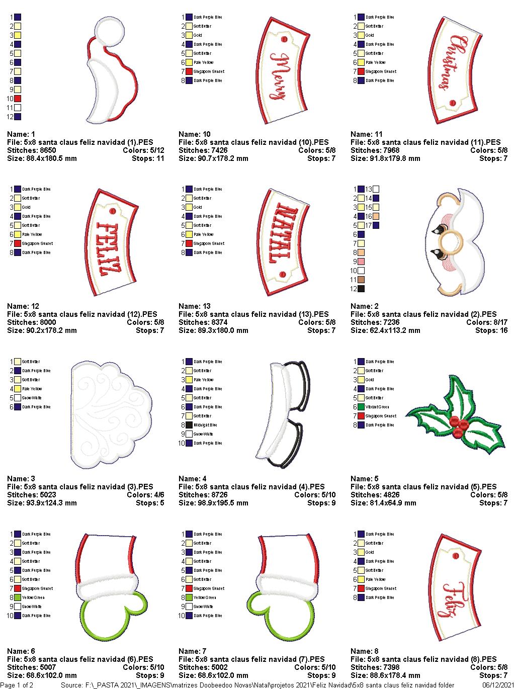 Santa Claus Feliz Navidad Door Ornament - ITH Project - Machine Embroidery Design