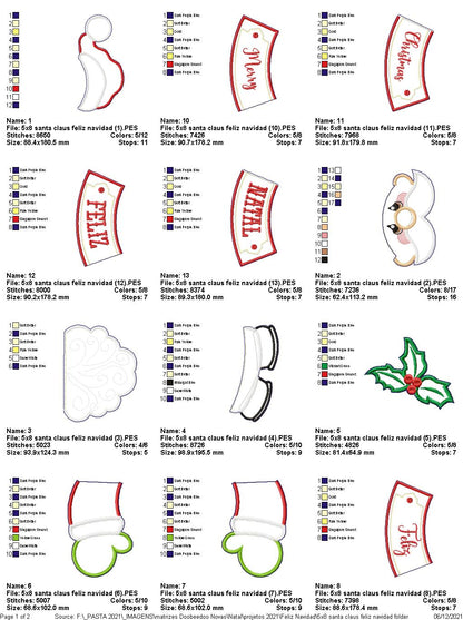 Santa Claus Feliz Navidad Door Ornament - ITH Project - Machine Embroidery Design