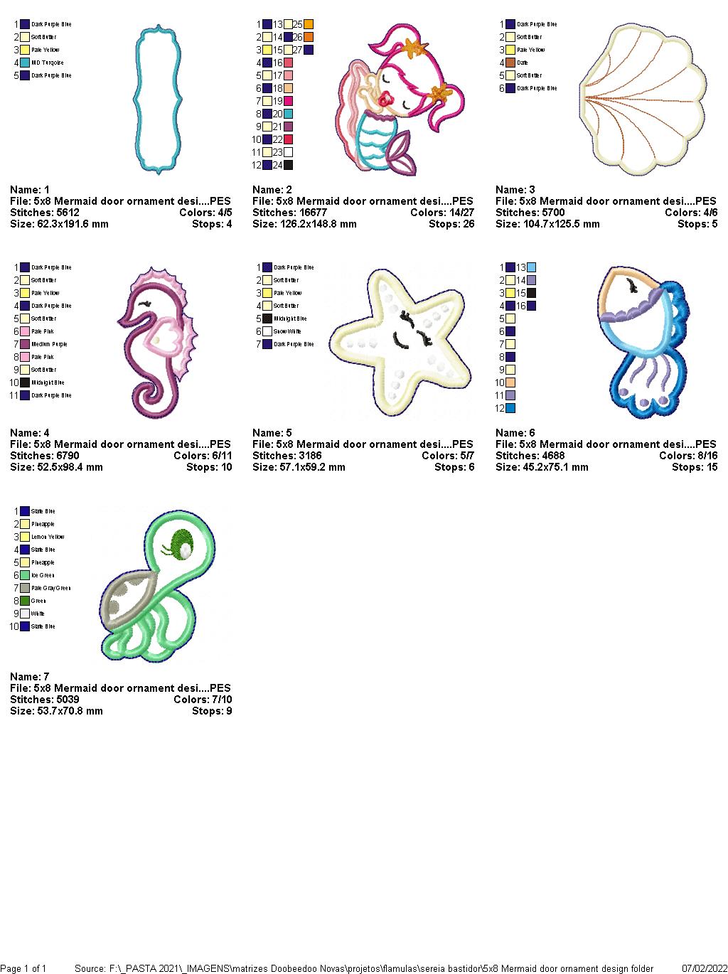 Mermaid Door Ornament - ITH Project - Machine Embroidery Design