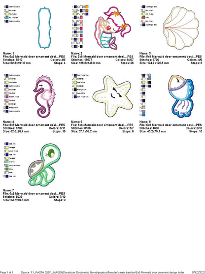 Mermaid Door Ornament - ITH Project - Machine Embroidery Design
