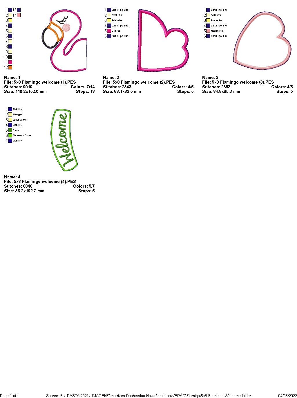 Flamingo Welcome Ornament - ITH Project - Machine Embroidery Design