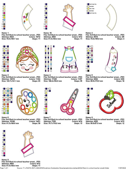 Back to School Wreath - ITH Project - Machine Embroidery Design