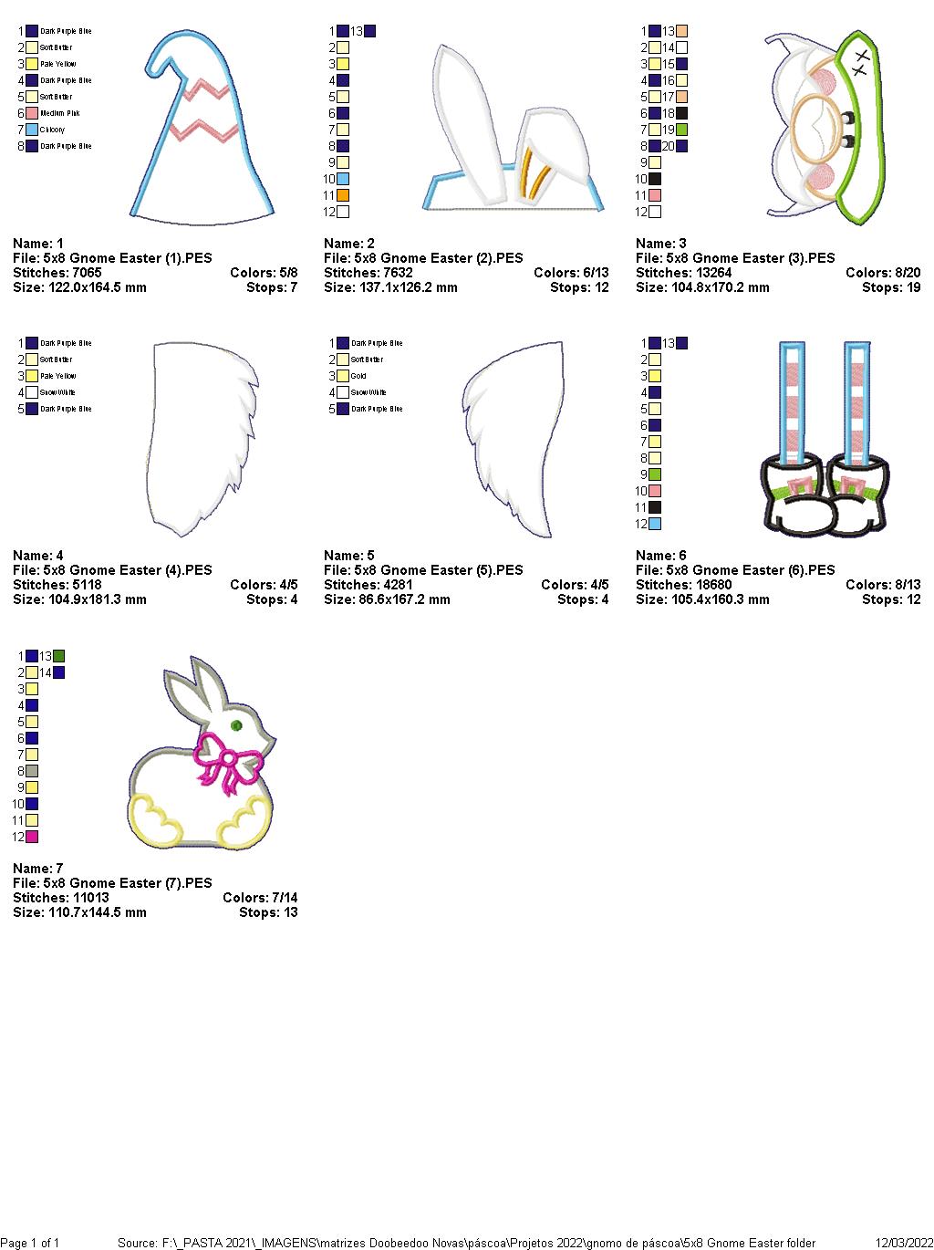Easter Gnome with Bunny Ornament - ITH Project - Machine Embroidery Design