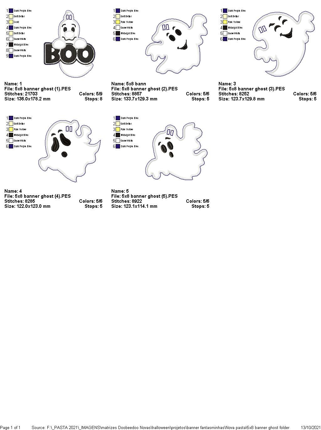 Halloween Ghosts Banner - ITH Project - Machine Embroidery Design