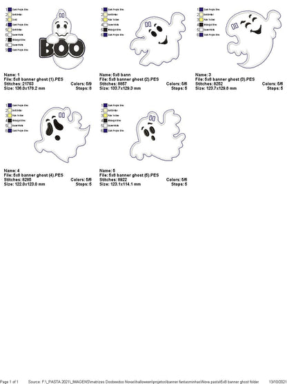 Halloween Ghosts Banner - ITH Project - Machine Embroidery Design