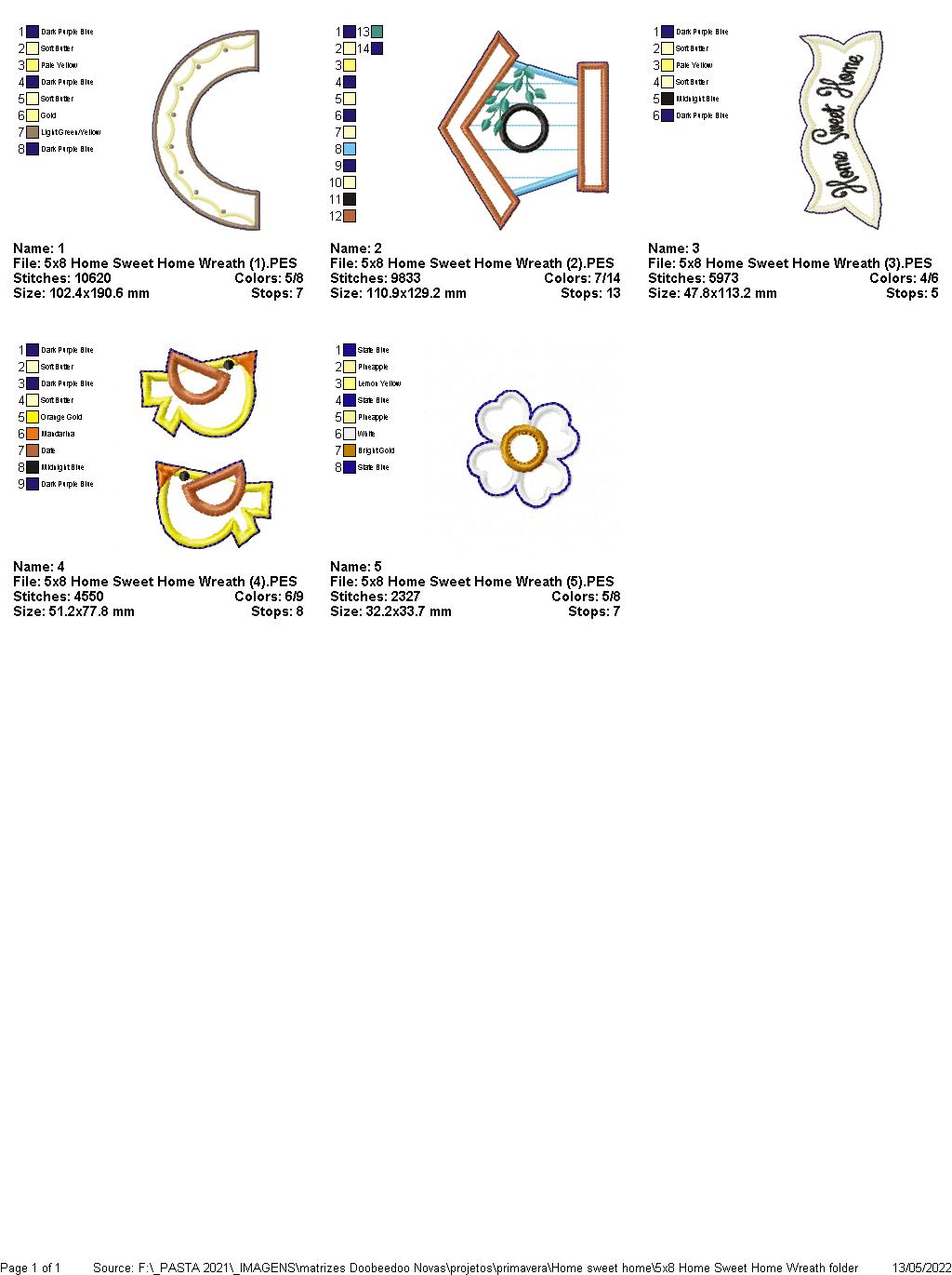 Home Sweet Home Wreath - ITH Project - Machine Embroidery Design
