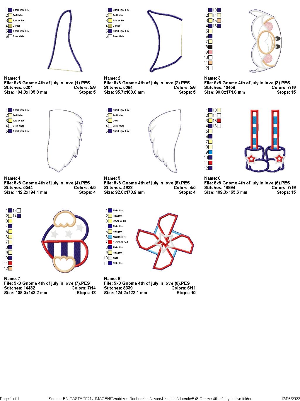 Gnome 4th of July in Love - ITH Project - Machine Embroidery Design