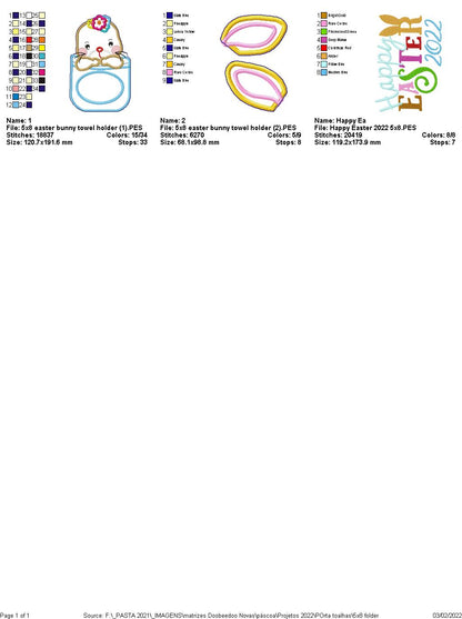 Cute Easter Bunny Dish Cloth Hanger - ITH Project - Machine Embroidery Design