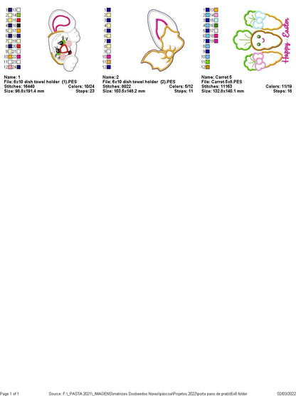 Dish towel holder  Easter - ITH Project - Machine Embroidery Design