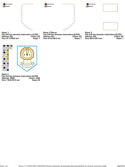 Baby Lion Nursery Flag Decor - ITH Project - Machine Embroidery Design