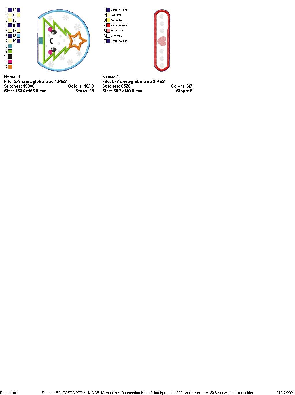 Snow Globe Christmas Tree Ornament - ITH Project - Machine Embroidery Design