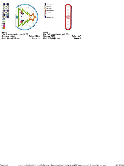 Snow Globe Christmas Tree Ornament - ITH Project - Machine Embroidery Design