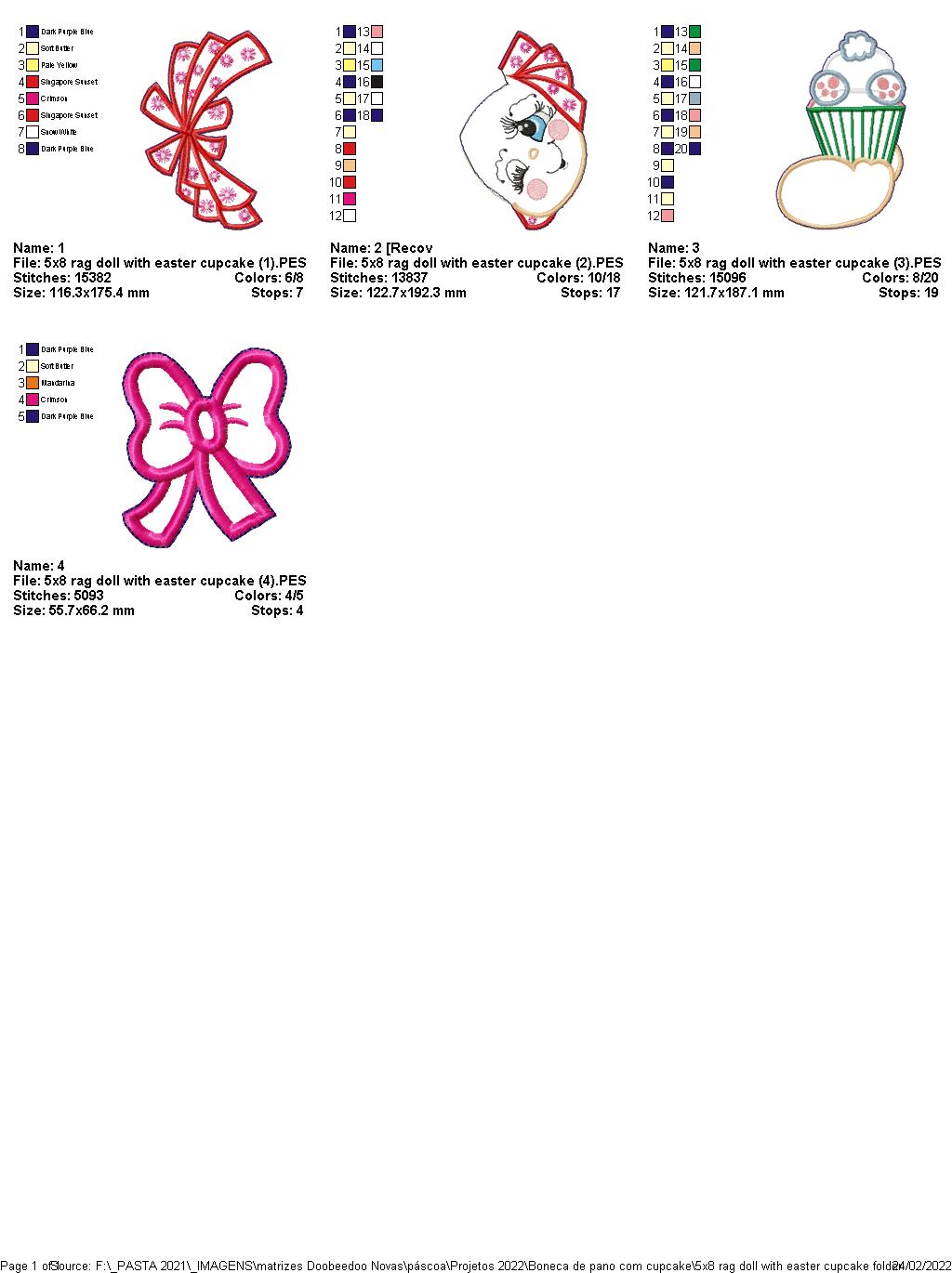 Rag Doll With Easter Cupcake Ornament - ITH Project - Machine Embroidery Design