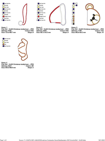 Christmas Bear Ornament - ITH Project - Machine Embroidery Design