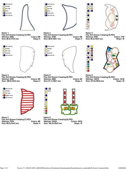 Gnome Camping Ornament - ITH Project - Machine Embroidery Design