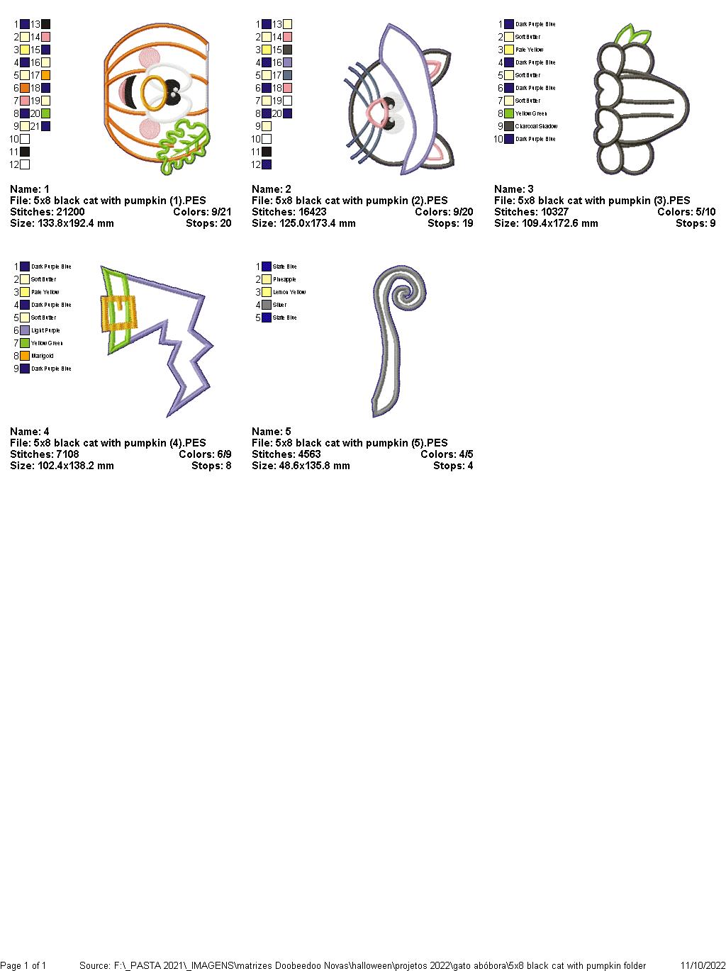 Black Cat with Pumpkin - ITH Project - Machine Embroidery Design