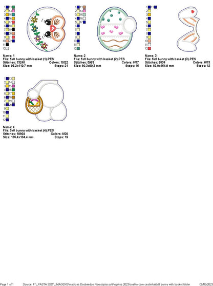 Bunny with Basket - ITH Project - Machine Embroidery Design