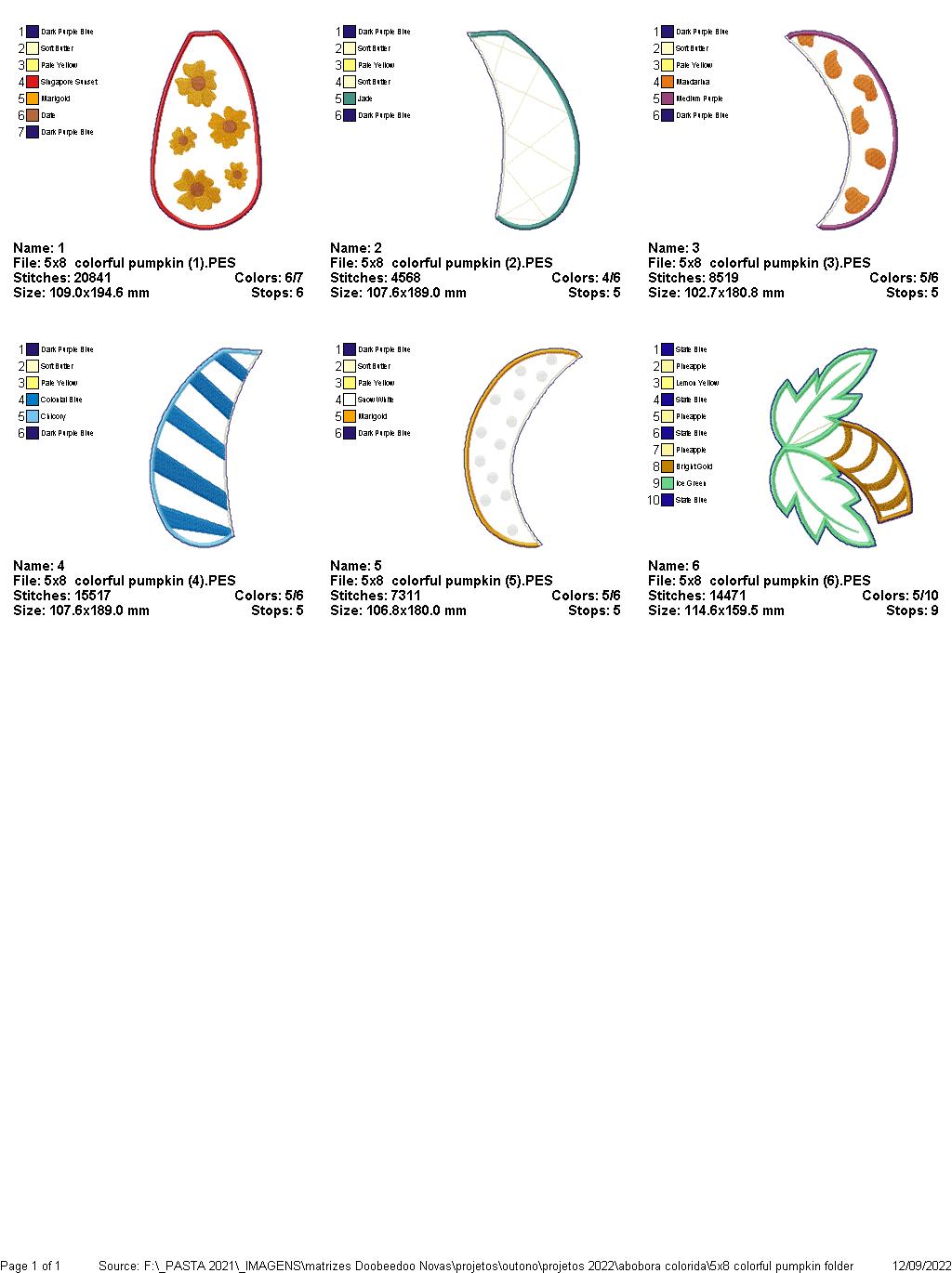 Colorful Pumpkin Autumn Door Ornament - ITH Project - Machine Embroidery Design