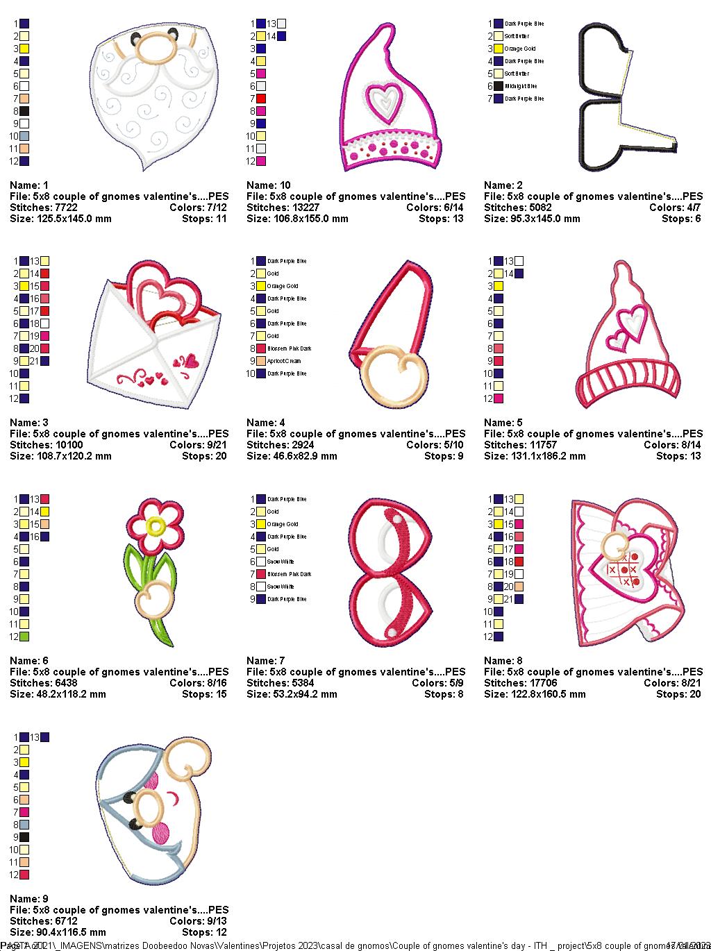 Gnomes Couple Valentine's Day - ITH Project - Machine Embroidery Design