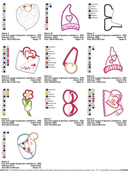 Gnomes Couple Valentine's Day - ITH Project - Machine Embroidery Design