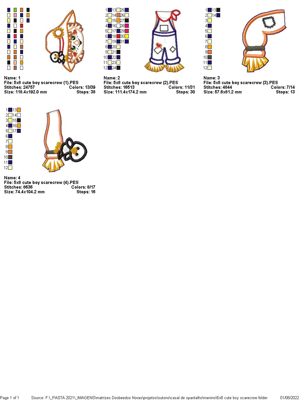 Cute Boy Scarecrow Vase Ornament - ITH Project - Machine Embroidery Design