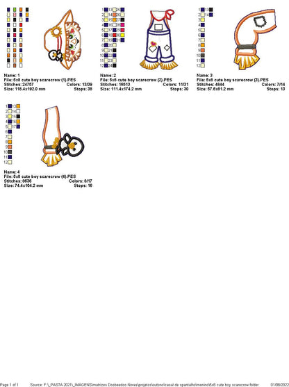 Cute Boy Scarecrow Vase Ornament - ITH Project - Machine Embroidery Design