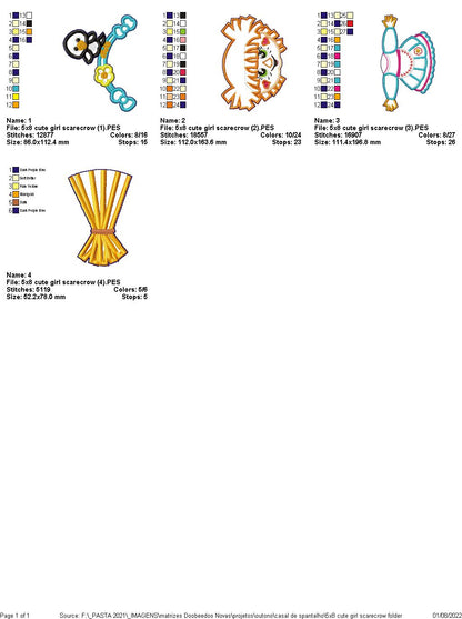 Cute Girl Scarecrow Vase Ornament - ITH Project - Machine Embroidery Design