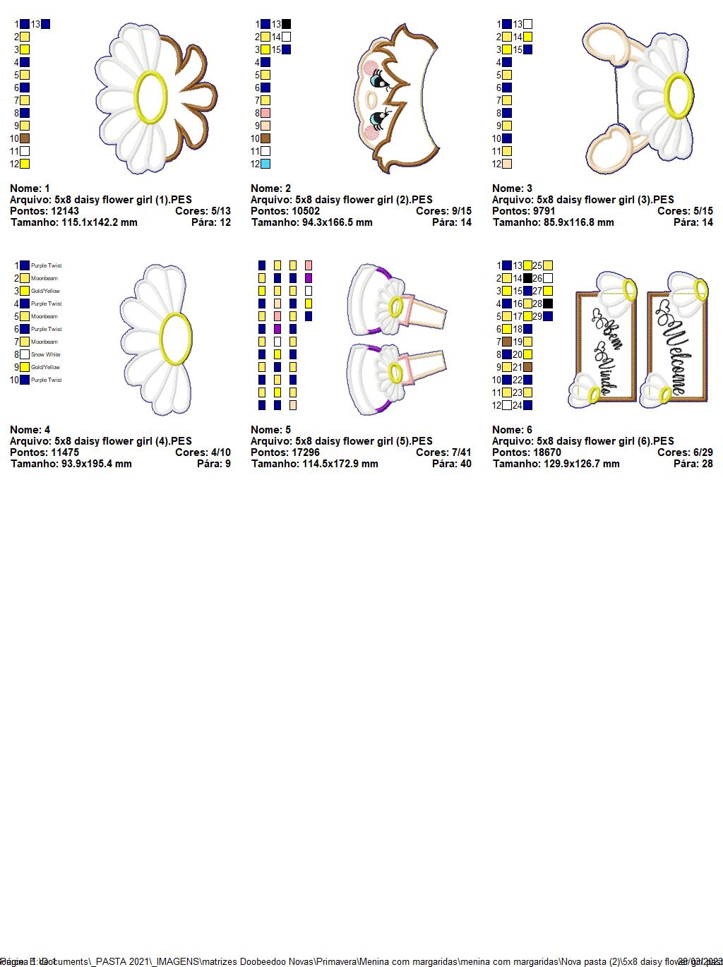 Daisy Flower Girl Spring Ornament - ITH Project - Machine Embroidery Design