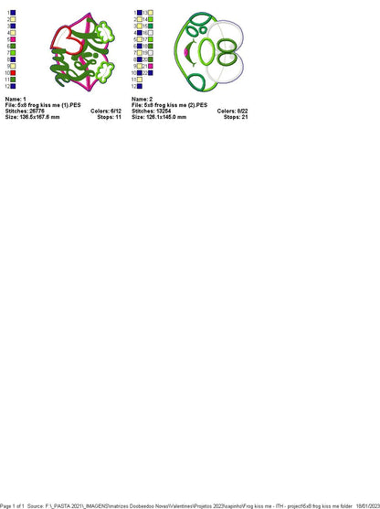 Frog Kiss Me for Valentine's Day - ITH Project - Machine Embroidery Design