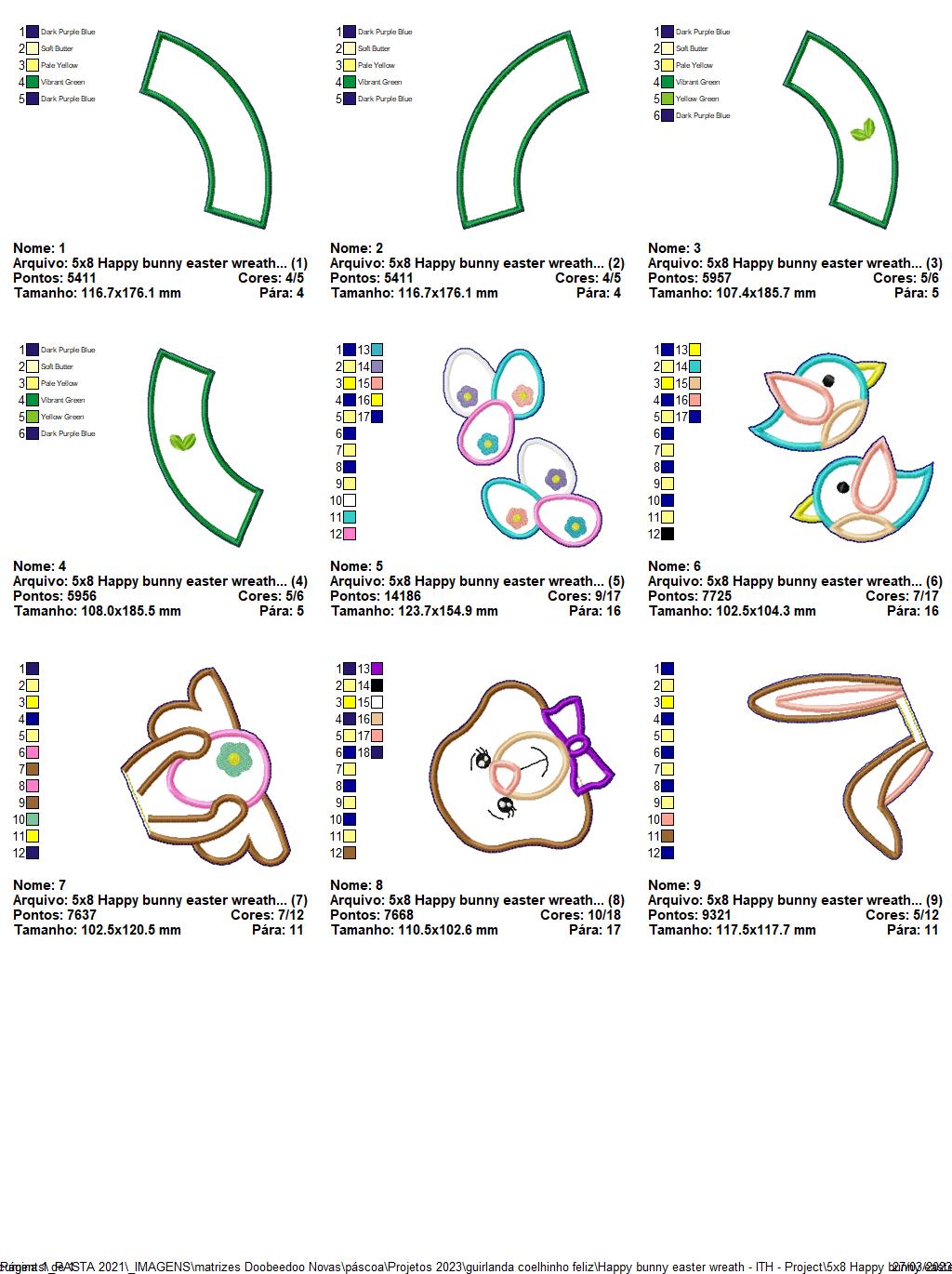 Happy Bunny Easter Wreath - ITH Project - Machine Embroidery Design
