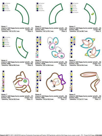 Happy Bunny Easter Wreath - ITH Project - Machine Embroidery Design