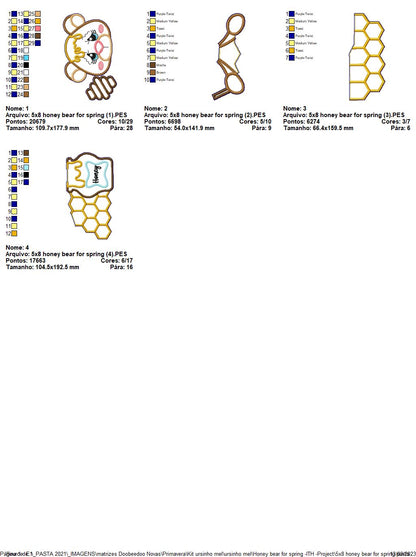 Honey Spring Bear - ITH Project - Machine Embroidery Design