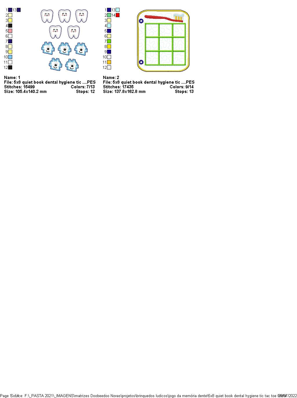 Dental Hygiene Tic Tac Toe Sensory Book - ITH Project - Machine Embroidery Design