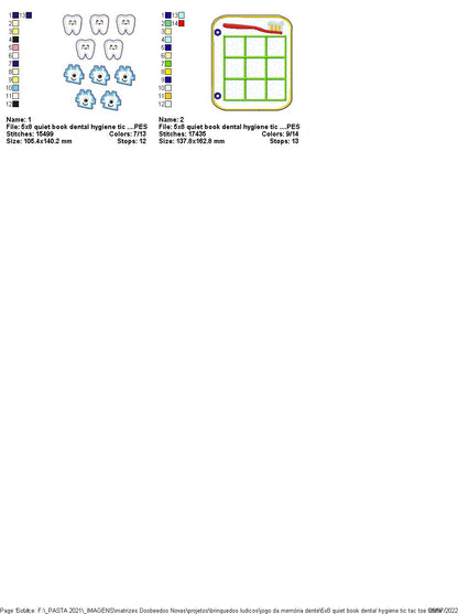 Dental Hygiene Tic Tac Toe Sensory Book - ITH Project - Machine Embroidery Design
