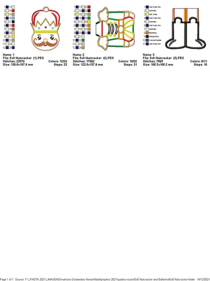 Nutcracker and Ballerina Vase Ornament - ITH Project - Machine Embroidery Design