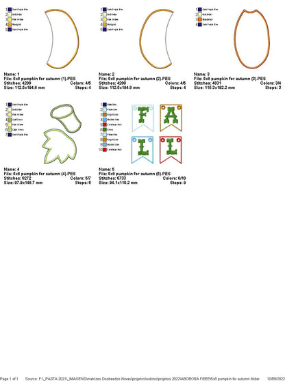 Pumpkin Autumn Door Ornament - ITH Project - Machine Embroidery Design