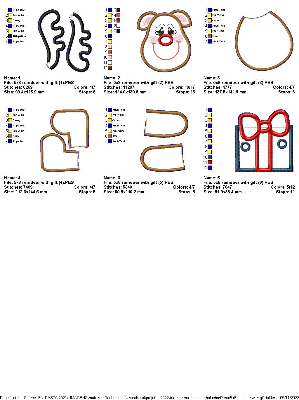 Reindeer with Gift Vase Ornament - ITH Project - Machine Embroidery Design