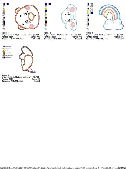 Teddy Bear Rain of Love Ornament - ITH Project - Machine Embroidery Design