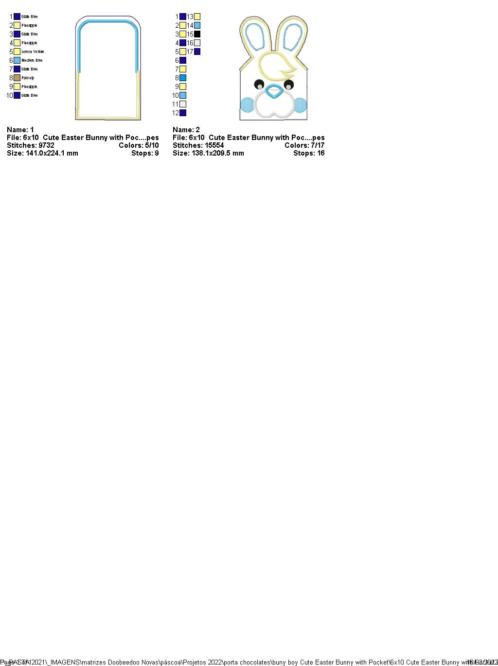 Easter Bunny Boy and Girl Cute with Pocket - ITH Project - Machine Embroidery Design