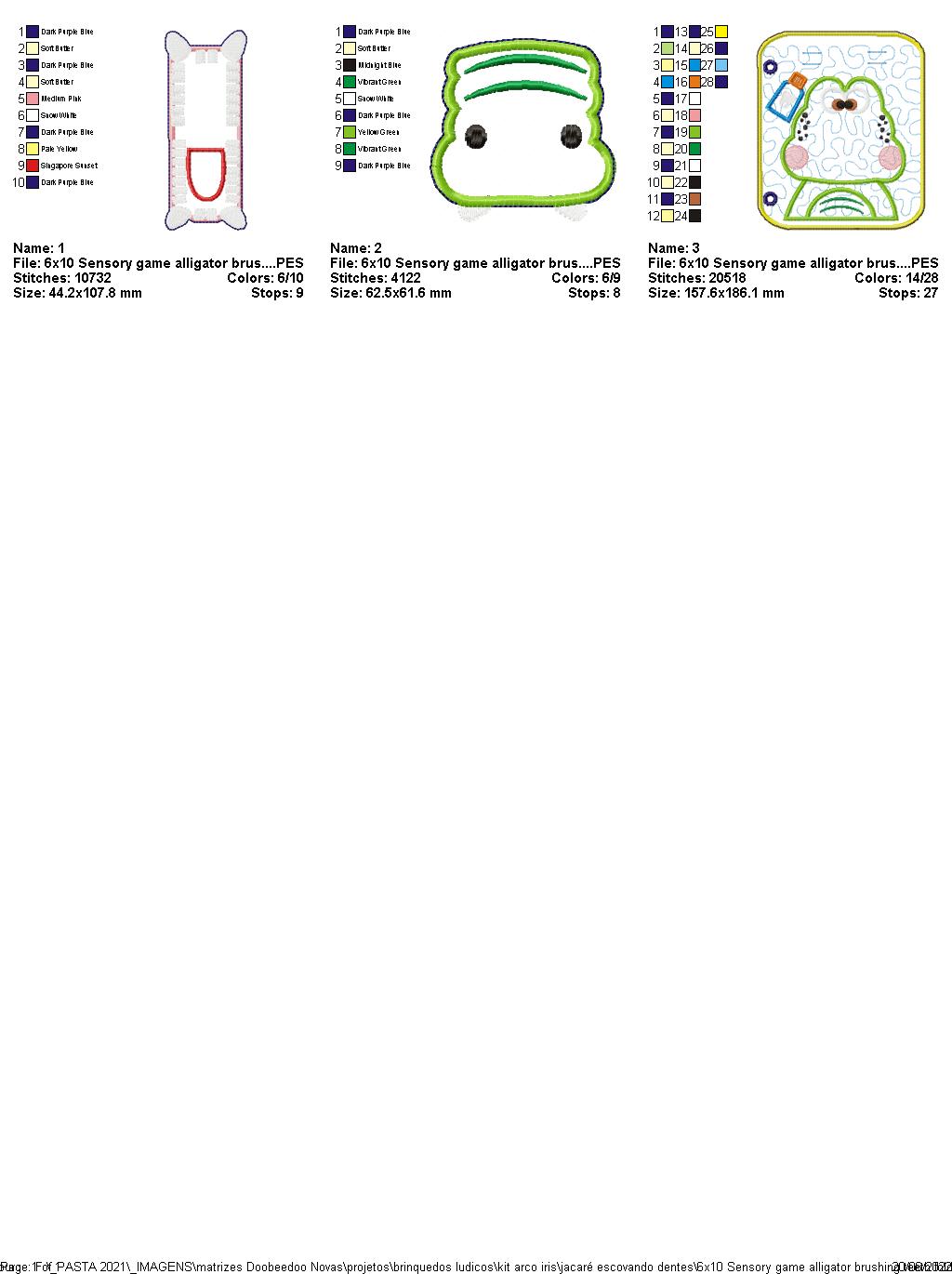 Sensory Game Alligator Brushing Teeth - ITH Project - Machine Embroidery Design