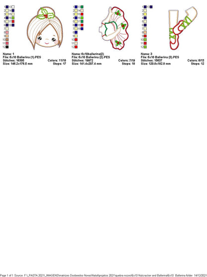 Nutcracker and Ballerina Vase Ornament - ITH Project - Machine Embroidery Design