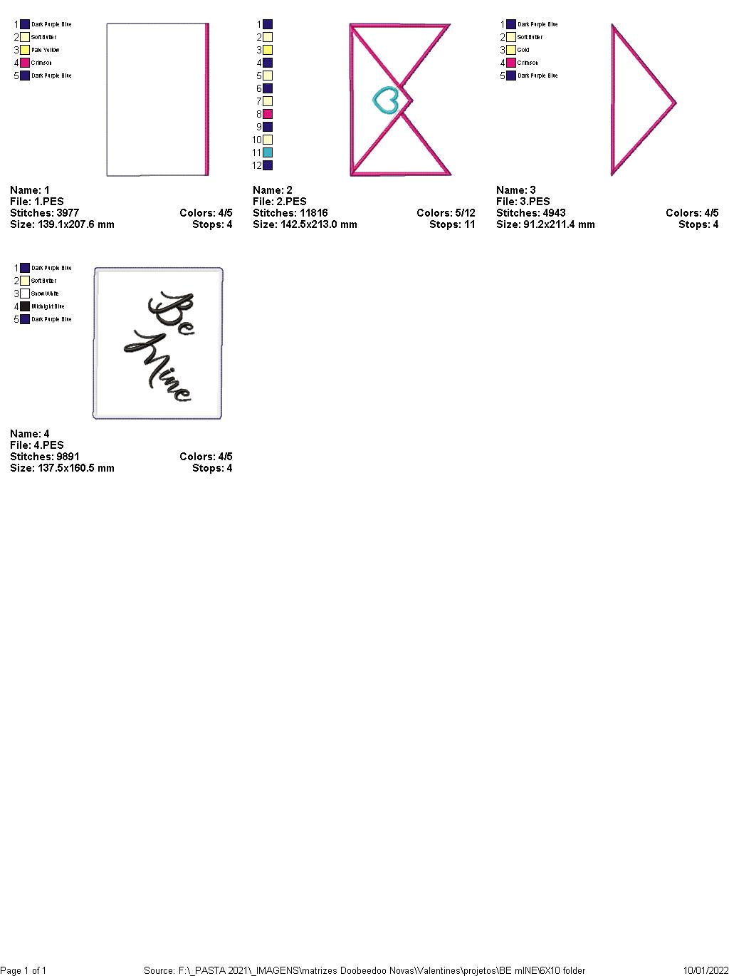 Envelope Be Mine Ornament - ITH Project - Machine Embroidery Design