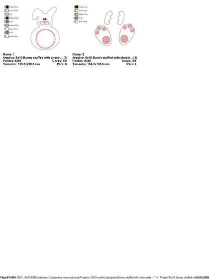 Bunny Stuffed Candy Holder - ITH Project - Machine Embroidery Design